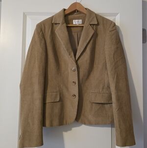 Next Corduroy Blazer 3 Button Womens 12 Tan Cotton Preppy Academia Equestian